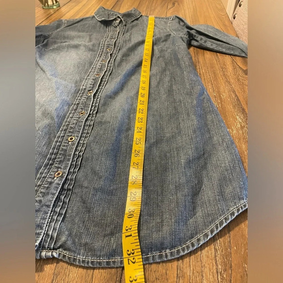 CHICO’S Women’s Size 1 (8-10) Blue Button Front Long Sleeve Denim Shirt Dress - Picture 8 of 8